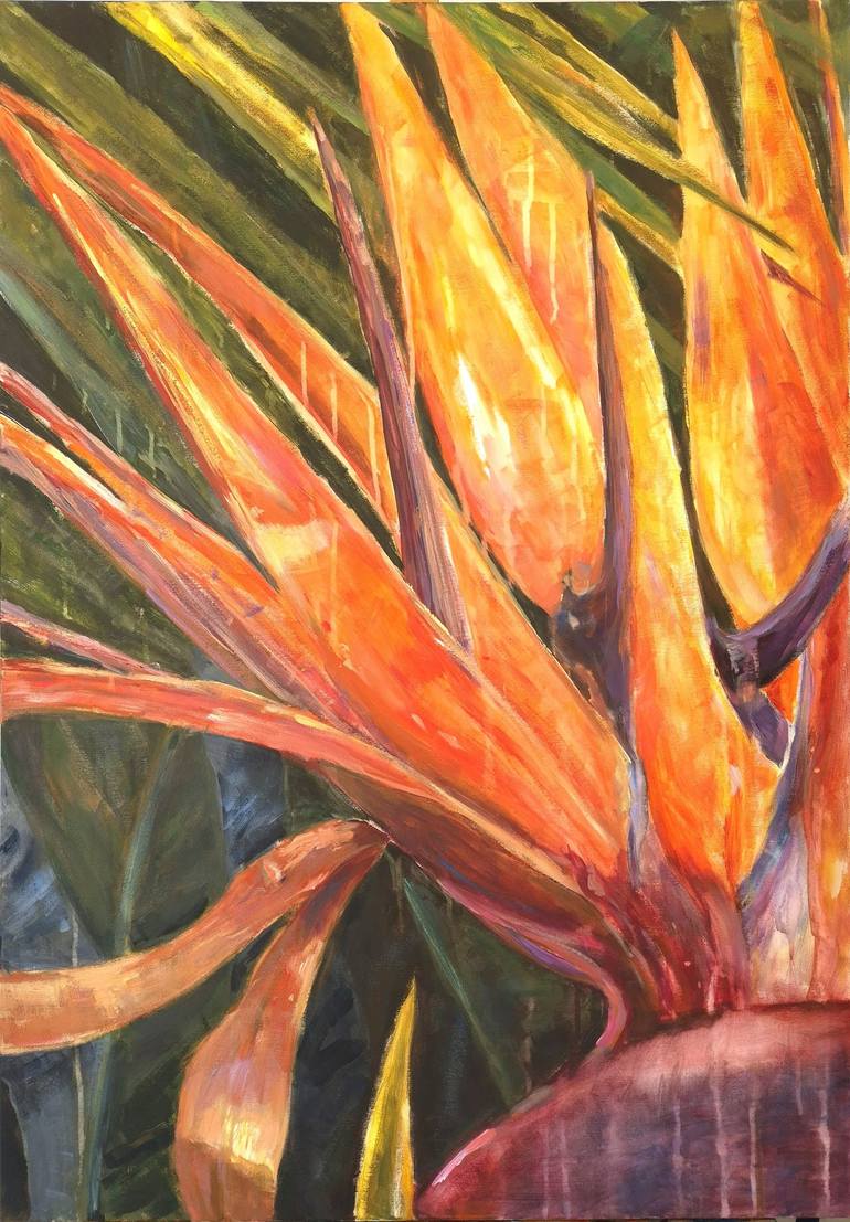 Original Botanic Painting by Tatiana Kyriakidou | Contemporary Art on Canvas | Birds of Paradise N1