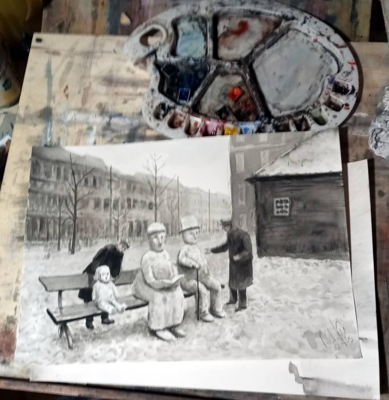 Original Figurative People Painting by Paolo Floriano Beneforti