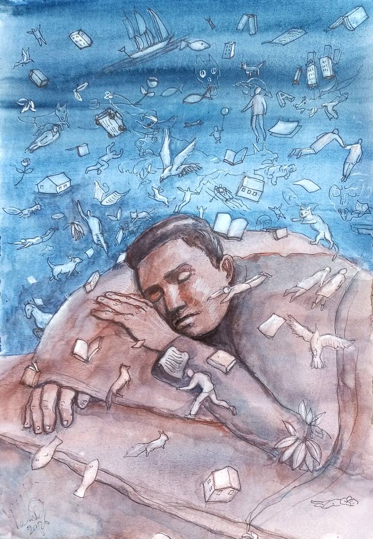 Original People Painting by Paolo Floriano Beneforti | Figurative Art on Paper | The night crew