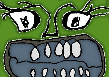 Angry Cartoon Monster Closeup Illustration thumb