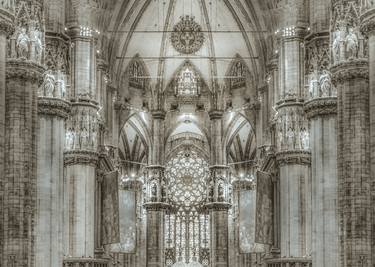 Black and White Milan Duomo Cathedral Interior View thumb