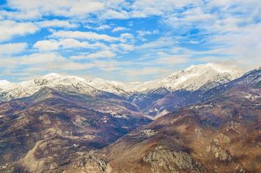 Alpes Mountains Aerial View Piamonte District Italy thumb