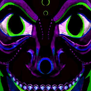 Demon Ethnic Mask Extreme Close Up Illustration thumb