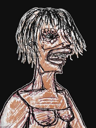 Sketchy Style Drawing Zombie Woman thumb