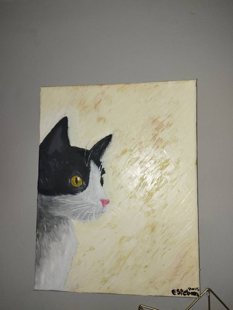 gato melancolico Painting by Esteban Vanegas | Saatchi Art, image size:770x1023