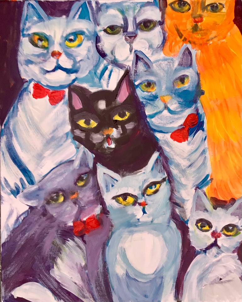 Original Art Deco Animal Painting by Marina Koujman