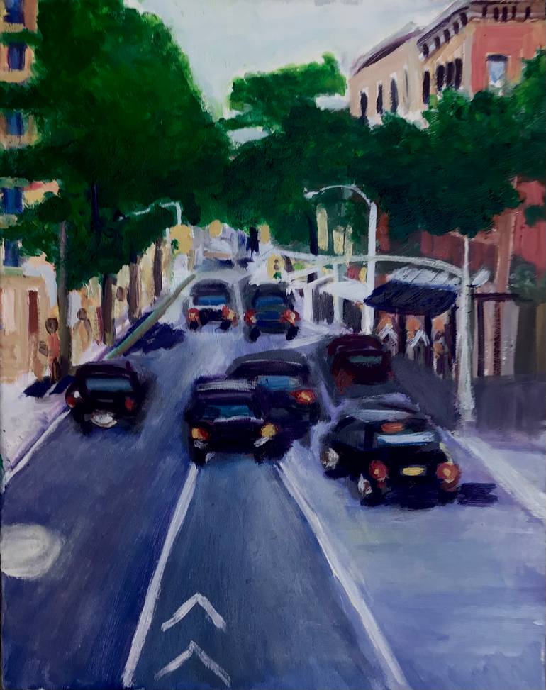 Original Impressionism Cities Painting by Marina Koujman