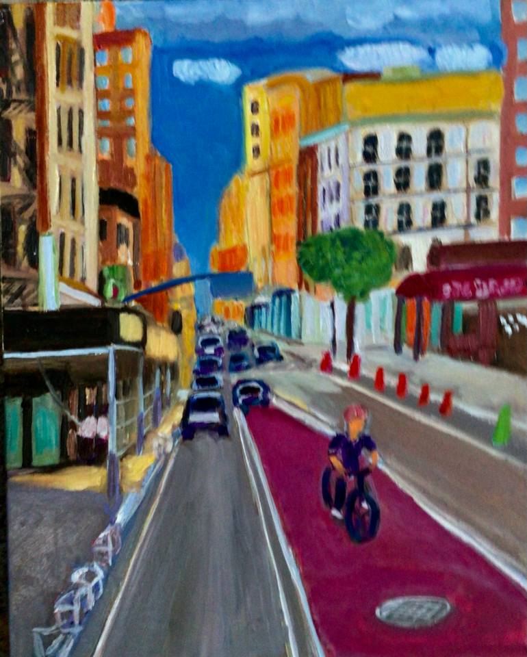 Original Expressionism Cities Painting by Marina Koujman