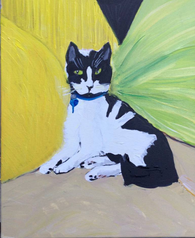 Original Animal Painting by Marina Koujman | Contemporary Art on Canvas | Guardian of the Yellow Room