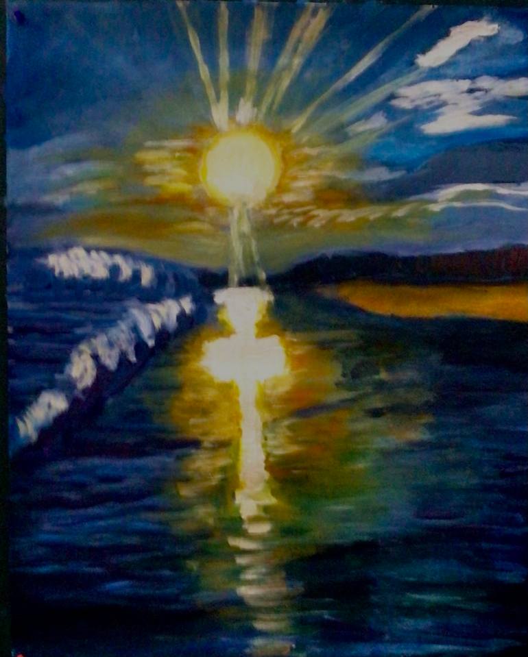 Original Abstract Painting by Marina Koujman | Abstract Expressionism Art on Plastic | Temple of the Setting Sun