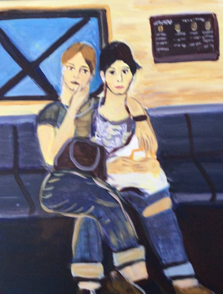 Original Abstract Expressionism People Painting by Marina Koujman