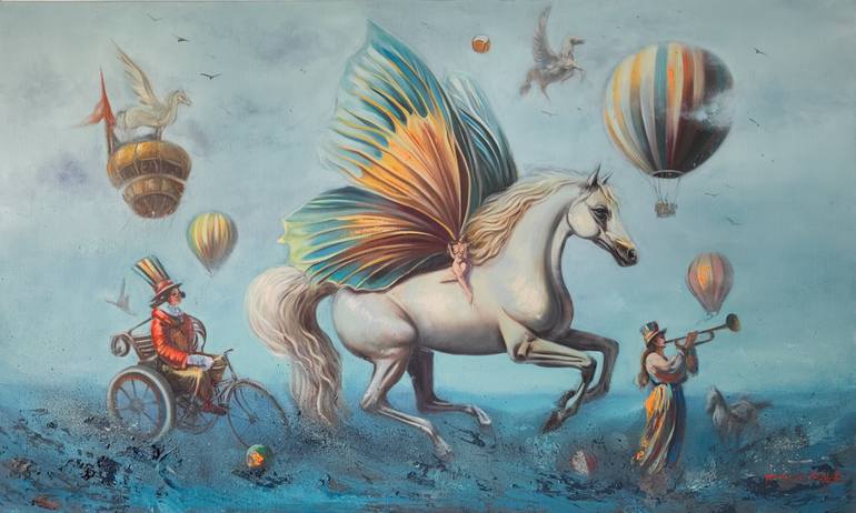 Original Surrealism Fantasy Painting by Mahshid Moochani