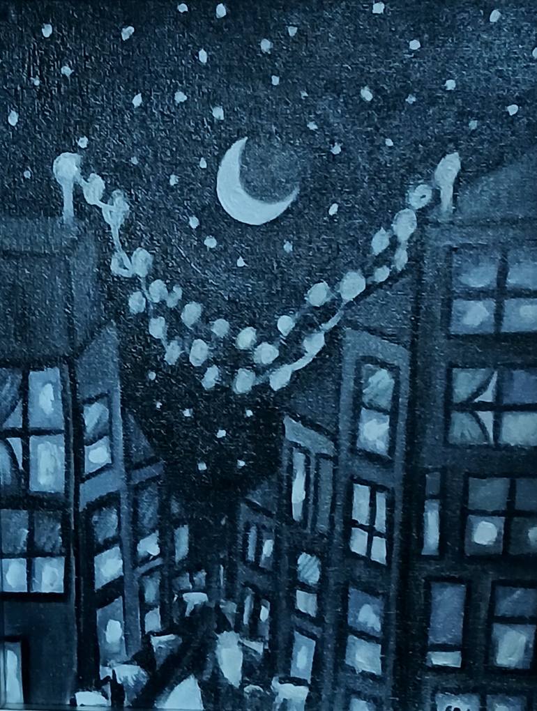 Original Black & White Architecture Painting by Dalny Marga Valdes