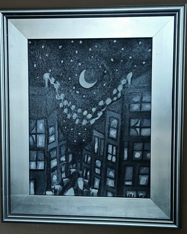 Original Black & White Architecture Painting by Dalny Marga Valdes
