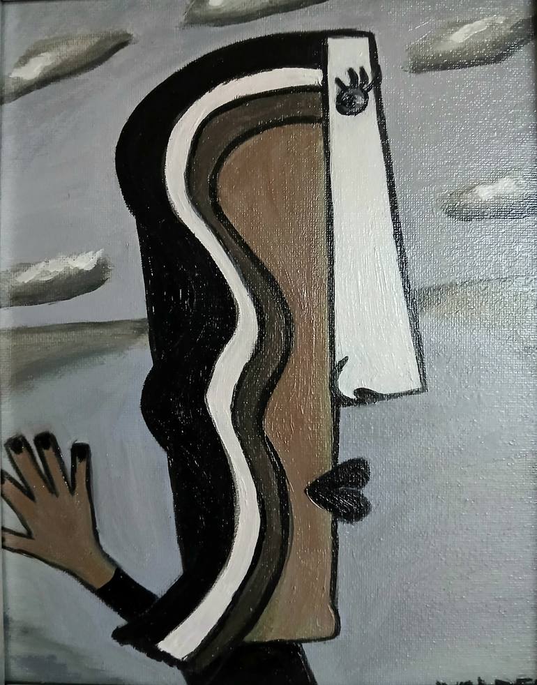 Original Black & White Abstract Painting by Dalny Marga Valdes