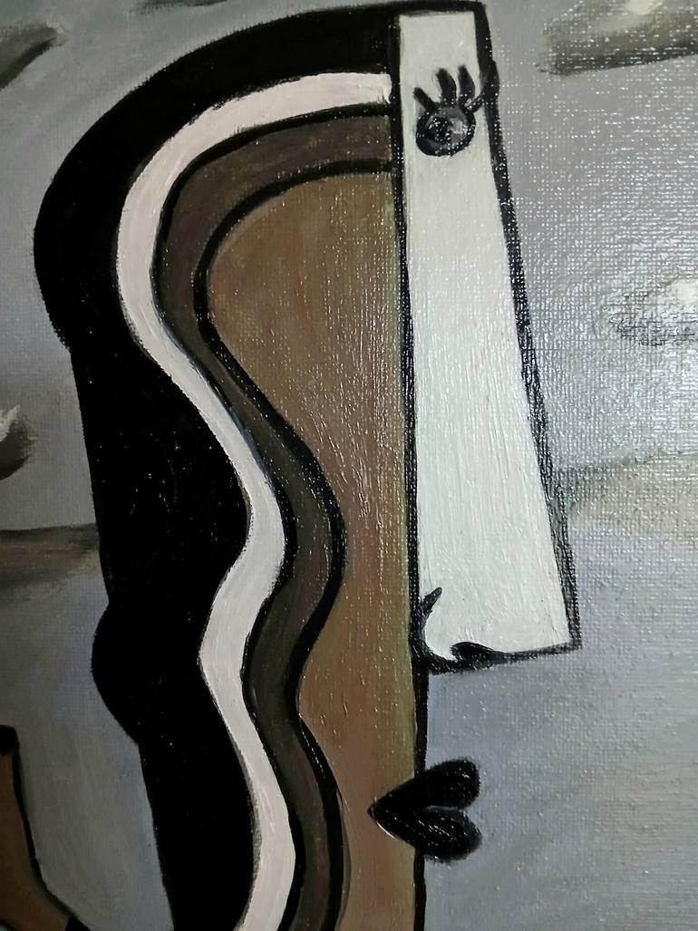 Original Black & White Abstract Painting by Dalny Marga Valdes