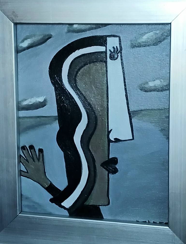Original Black & White Abstract Painting by Dalny Marga Valdes
