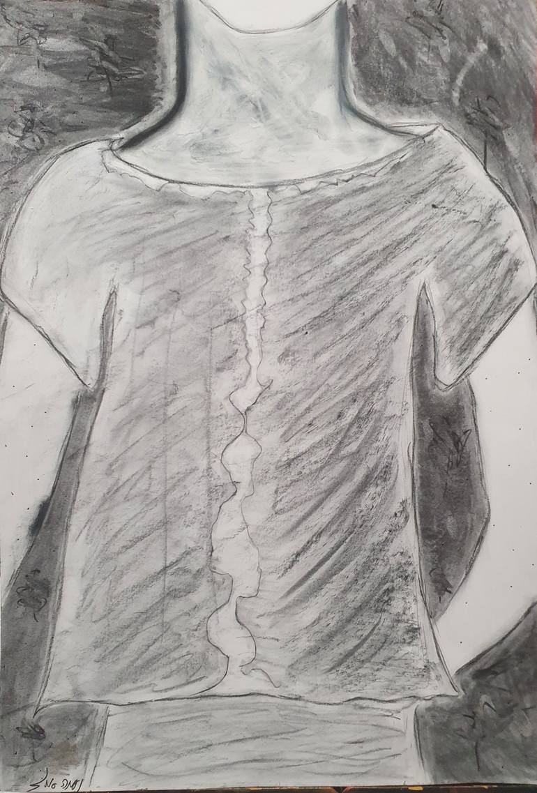 Original Black & White Body Drawing by Naama Semo