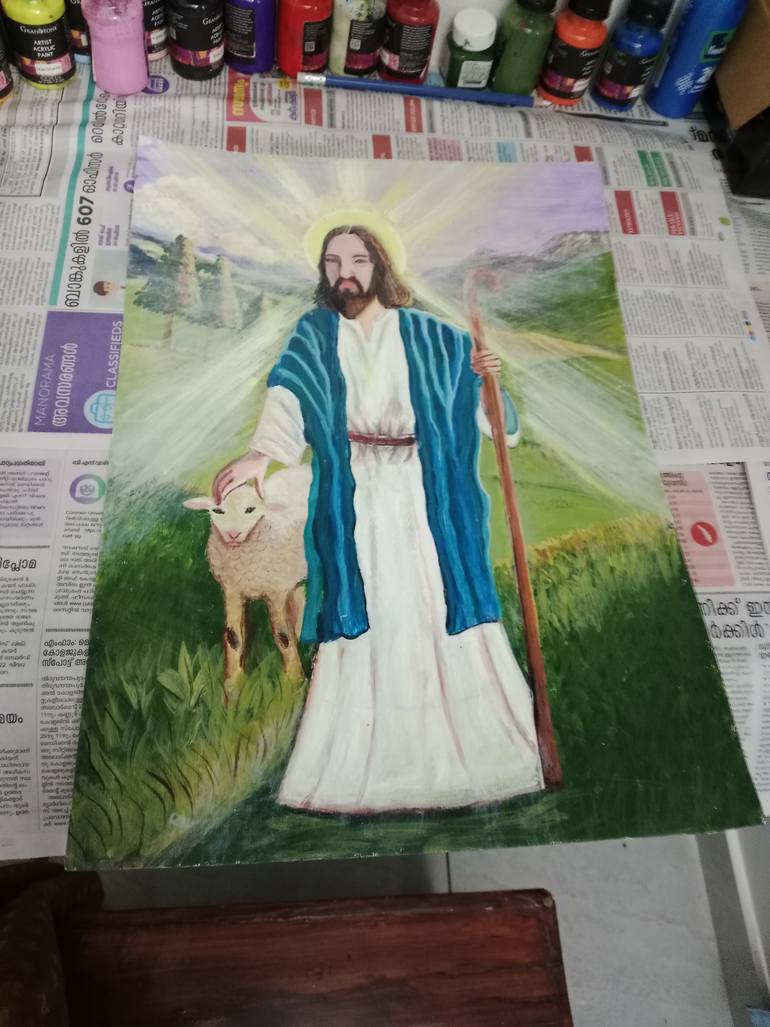 Original Realism Jesus Painting by Kavitha E K