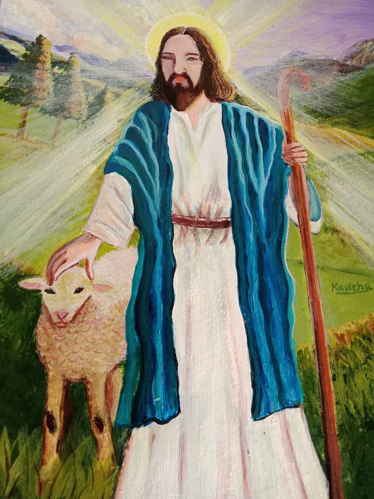 Original Realism Jesus Painting by Kavitha E K