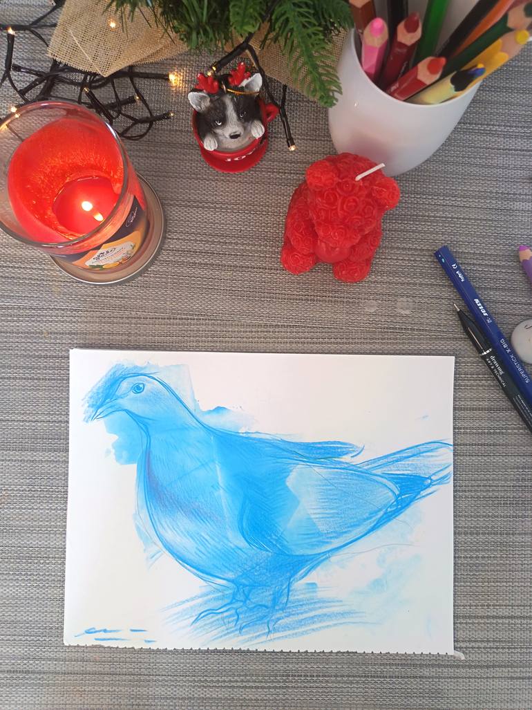 Original Abstract Expressionism Animal Drawing by Evelina Marot