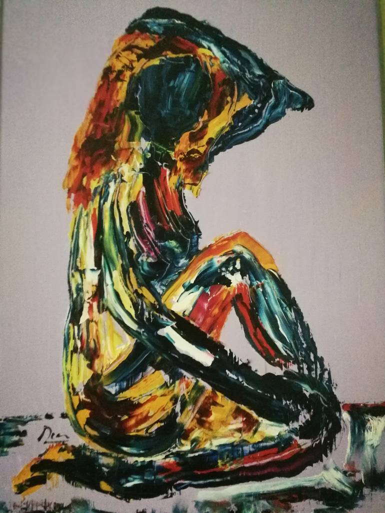 Original Expressionism Nude Painting by Oscar Posada