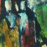 Oil on paper 12 x 7,5 cms. Country walk with vivid colors represent natural beauty.