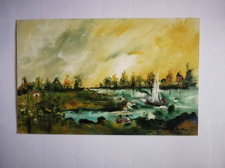 Original Abstract Landscape Painting by Oscar Posada