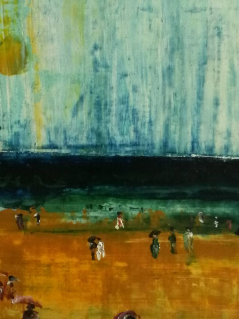 Original Abstract Beach Painting by Oscar Posada