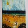 Beaches with human warmth, 20 x 15 cms, Is an original oil painting with vivid colors to represent natural beauty.