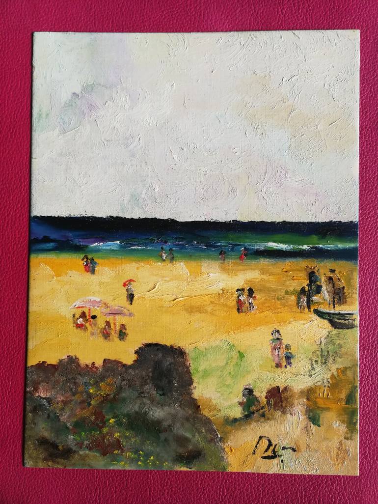 Original Abstract Beach Painting by Oscar Posada