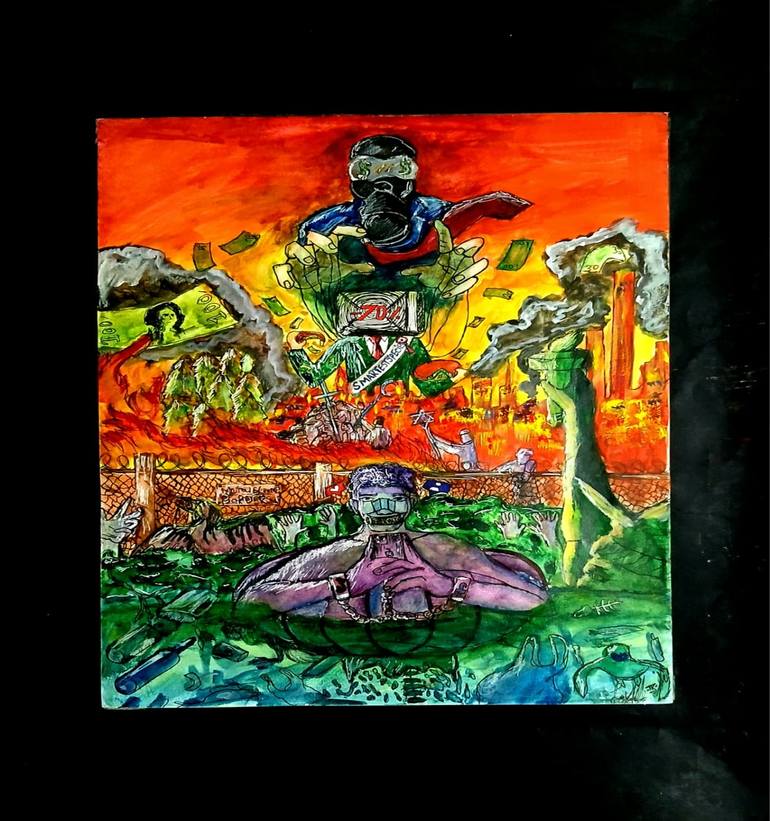 Original Abstract Expressionism Abstract Painting by Tasneem Kamal