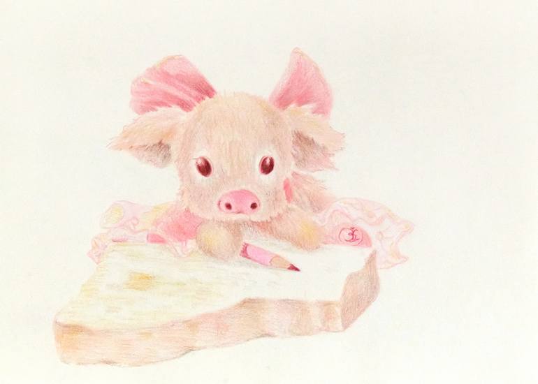 Original Animal Drawing by Elina Kohanaya | Illustration Art on Paper | The Little Scribe