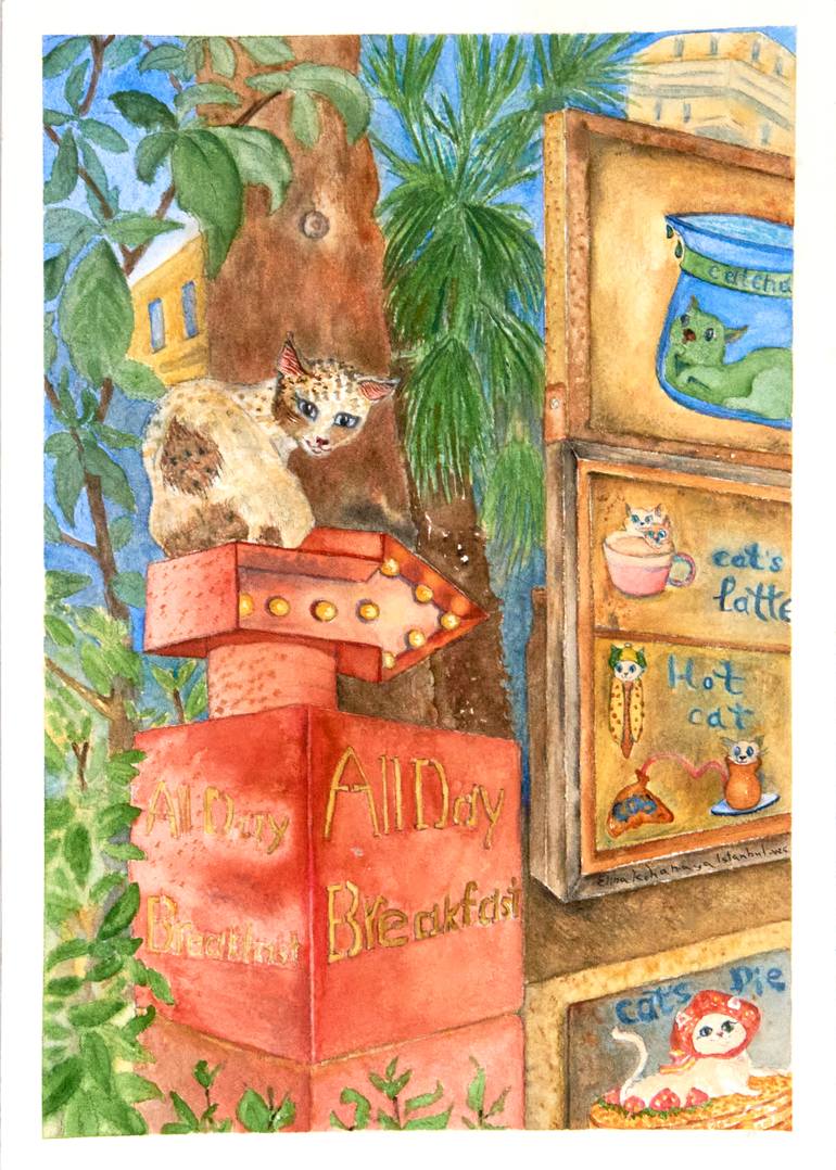 Original Animal Painting by Elina Kohanaya | Contemporary Art on Paper | The Secret Breakfast Cafe