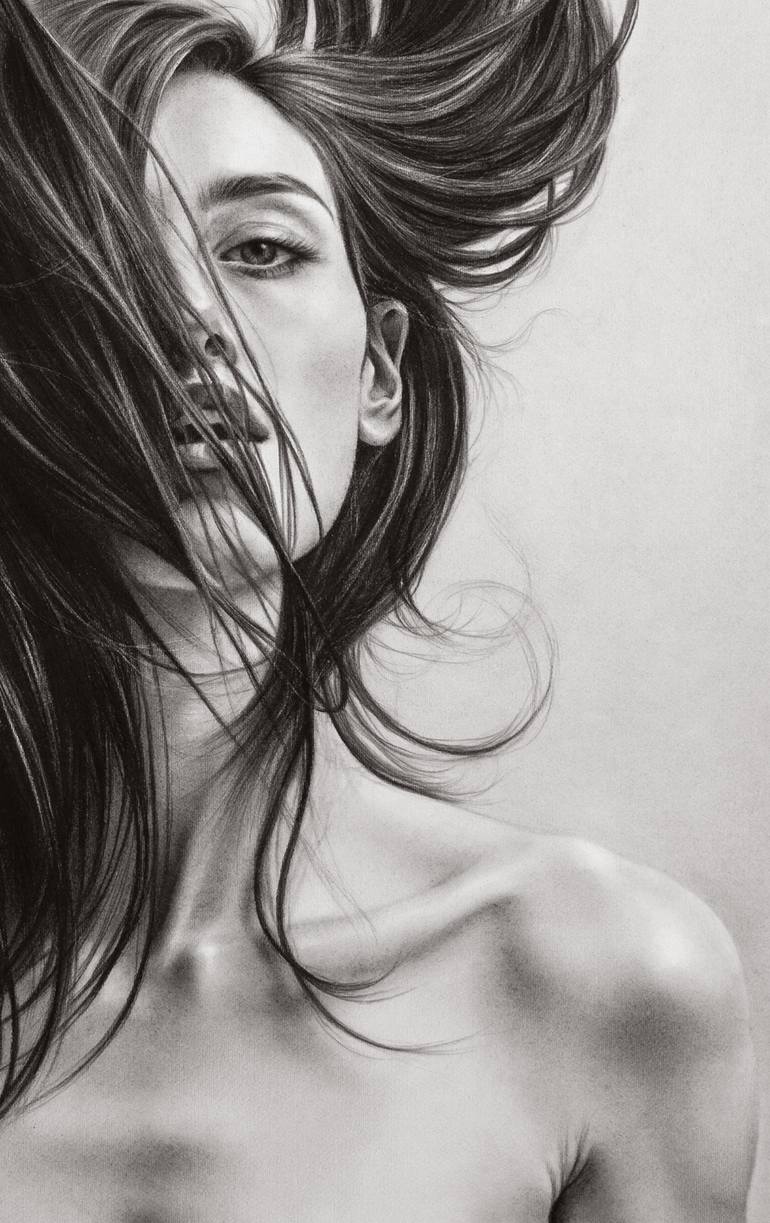 Original Black & White Women Drawing by Aria De Zabal
