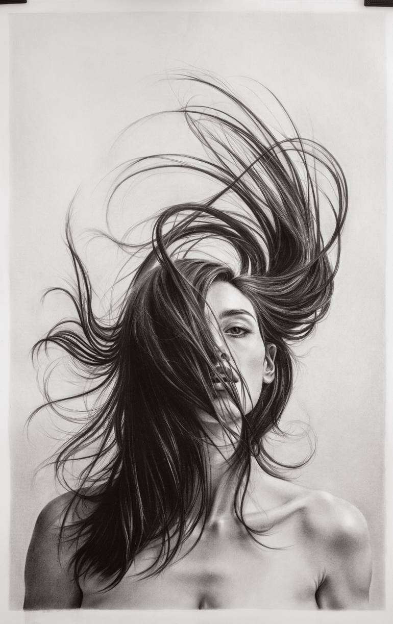 Original Black & White Women Drawing by Aria De Zabal