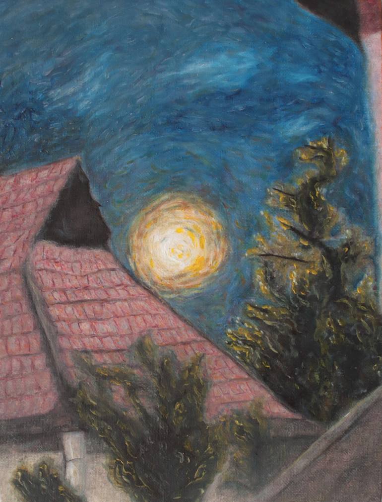 Original Landscape Painting by Zuzana Kasiakova | Expressionism Art on Canvas | The Night