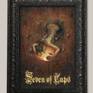 This was done for a tarot card project. It is mixed media and with the text done in reflective gold foil on acid-free board. The frame is 3 inches wide and 3 inches thick and fairly heavy.