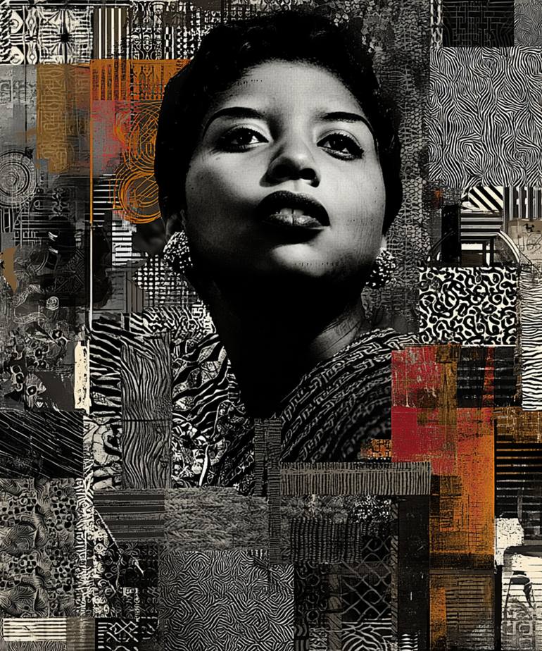 Original Pop Culture/Celebrity Mixed Media by Pape Momar Dieng | Abstract Expressionism Art on Digital | Velvet Nights: The Soul of Etta Jones