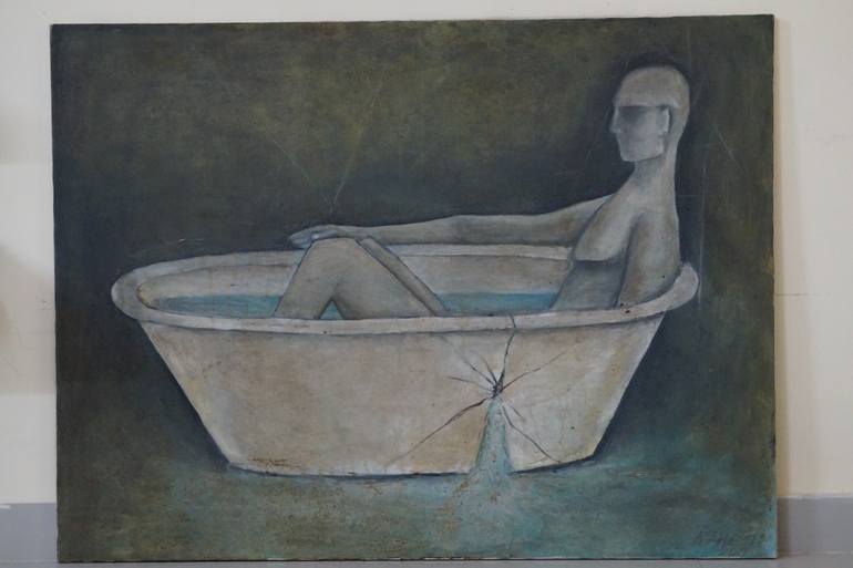 Original Surrealism People Painting by Mahesh B