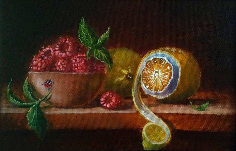 Fresh Fruits on Display Painting by Nurgaliy Abdigaliyev | Saatchi Art