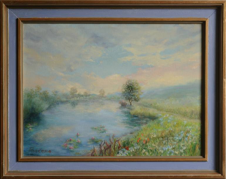Original Landscape Painting by Arti Pasiero | Classicism Art on Canvas | Juisy Sunset by the river