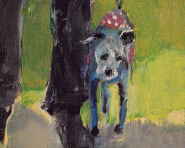 Original Figurative Dogs Painting by Diane Ursin