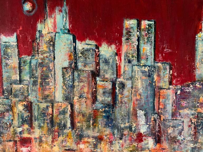 Original Abstract Expressionism Landscape Painting by Dora Kalinova