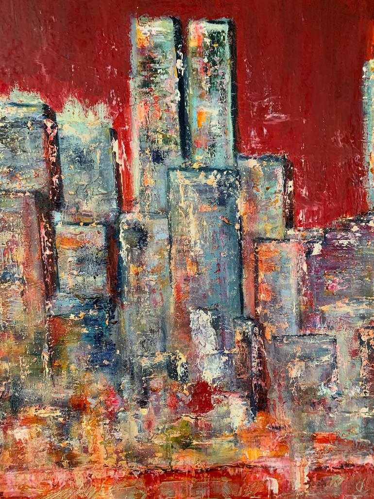 Original Abstract Expressionism Landscape Painting by Dora Kalinova