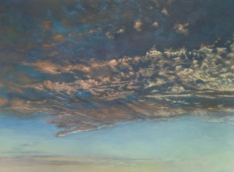 Original Sunset Painting by Paul Vincent Woods | Painterly Abstraction Art on Paper | The Sky Over Korpo Swamp