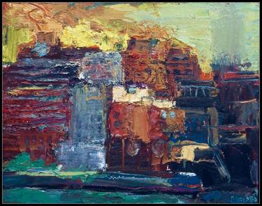 Original Abstract Expressionism Architecture Paintings by Mikhail Gubin