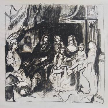 a sketch of a painting 'Everhard Jabach and His Family' by French artist Charles Le Brun thumb