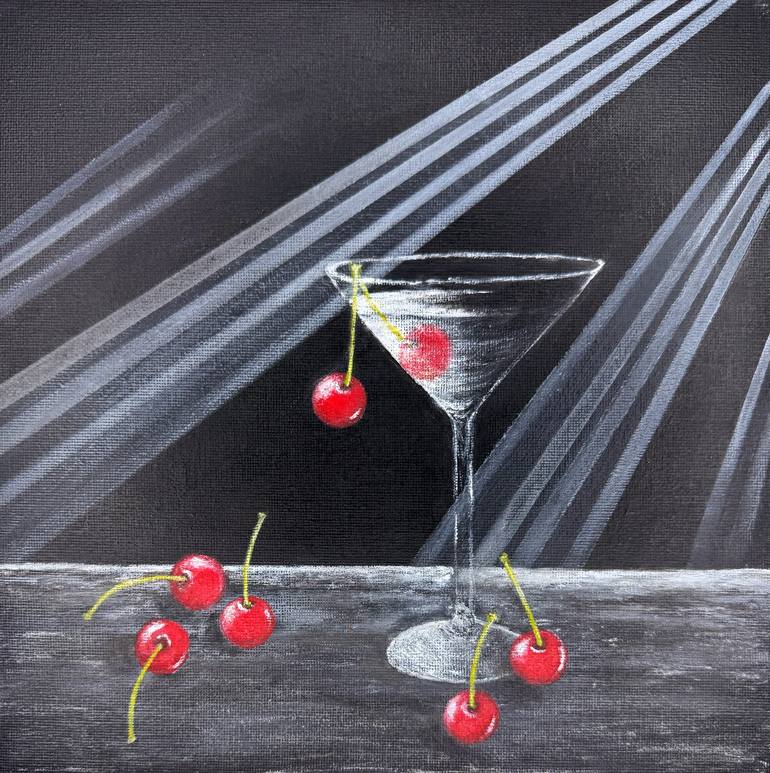 Original Still Life Painting by Svitlana Romanova | Contemporary Art on Canvas | A glass of martini