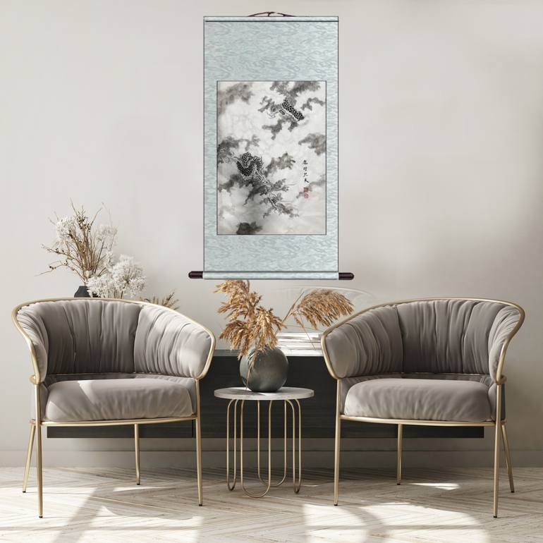 Original Black & White Calligraphy Drawing by Wei Hua Hsu Yuxuan Ink Studio
